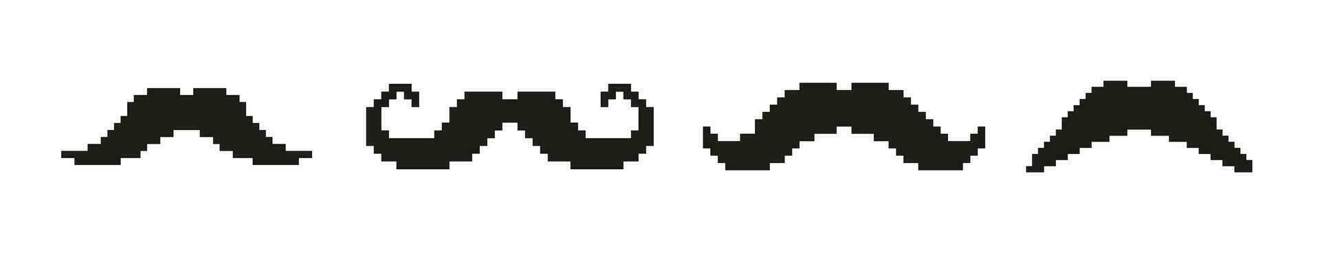 pixel bit mustasch man retro ikon. 8 bit gammal mustasch vektor