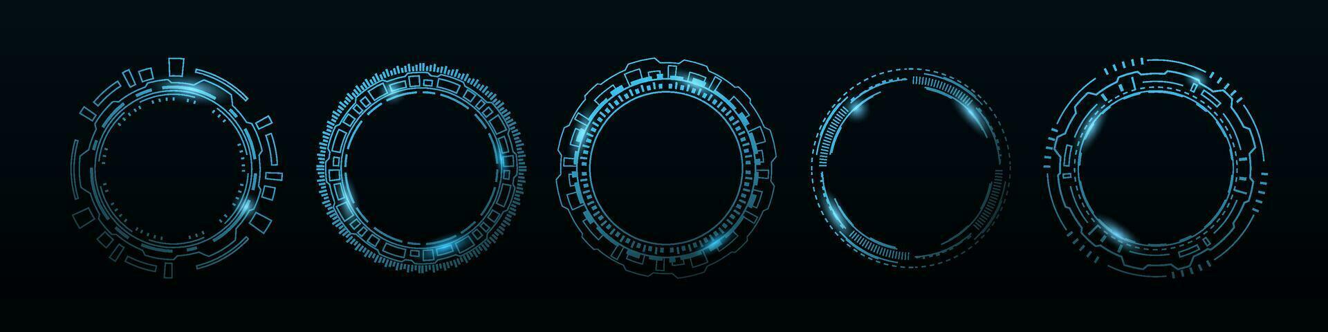 tech blå cyber hud trogen cirkel ram. framtida teknologi ai tech vektor