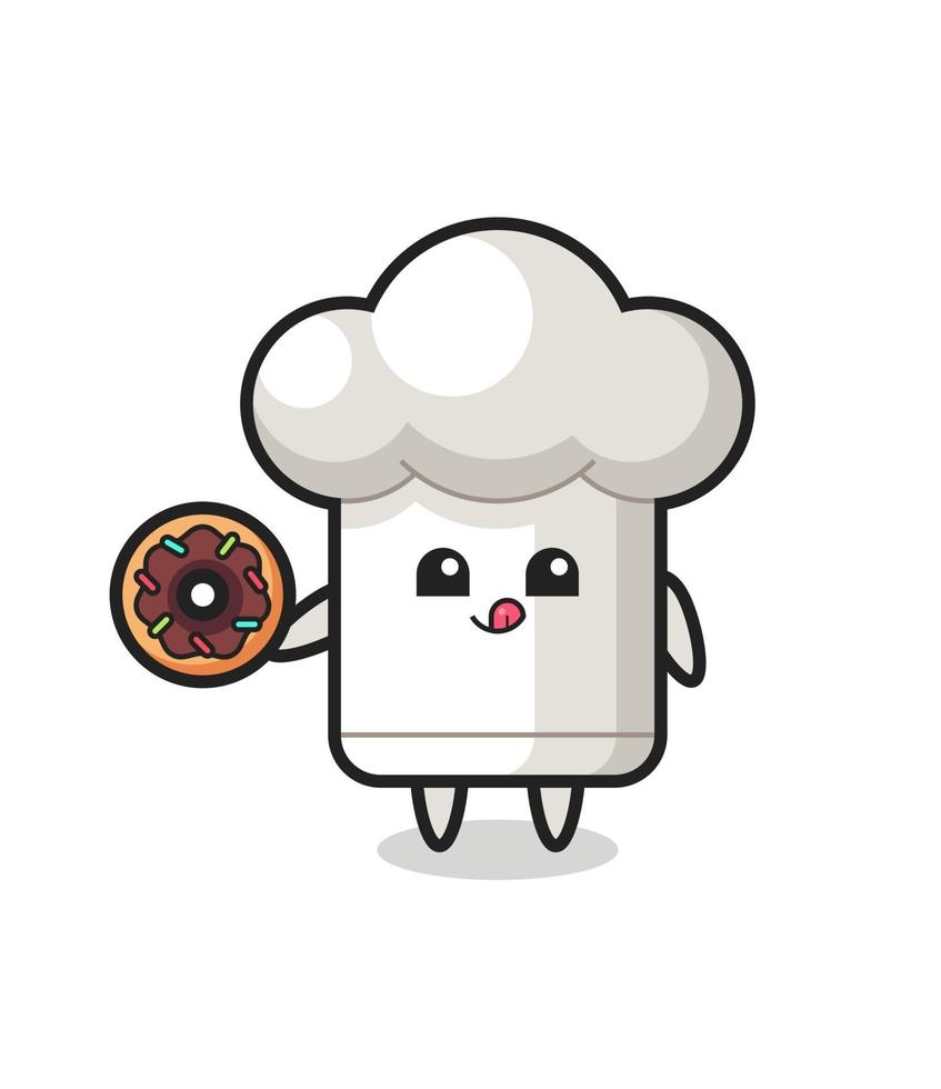 Illustration einer Kochmütze, die einen Donut isst vektor