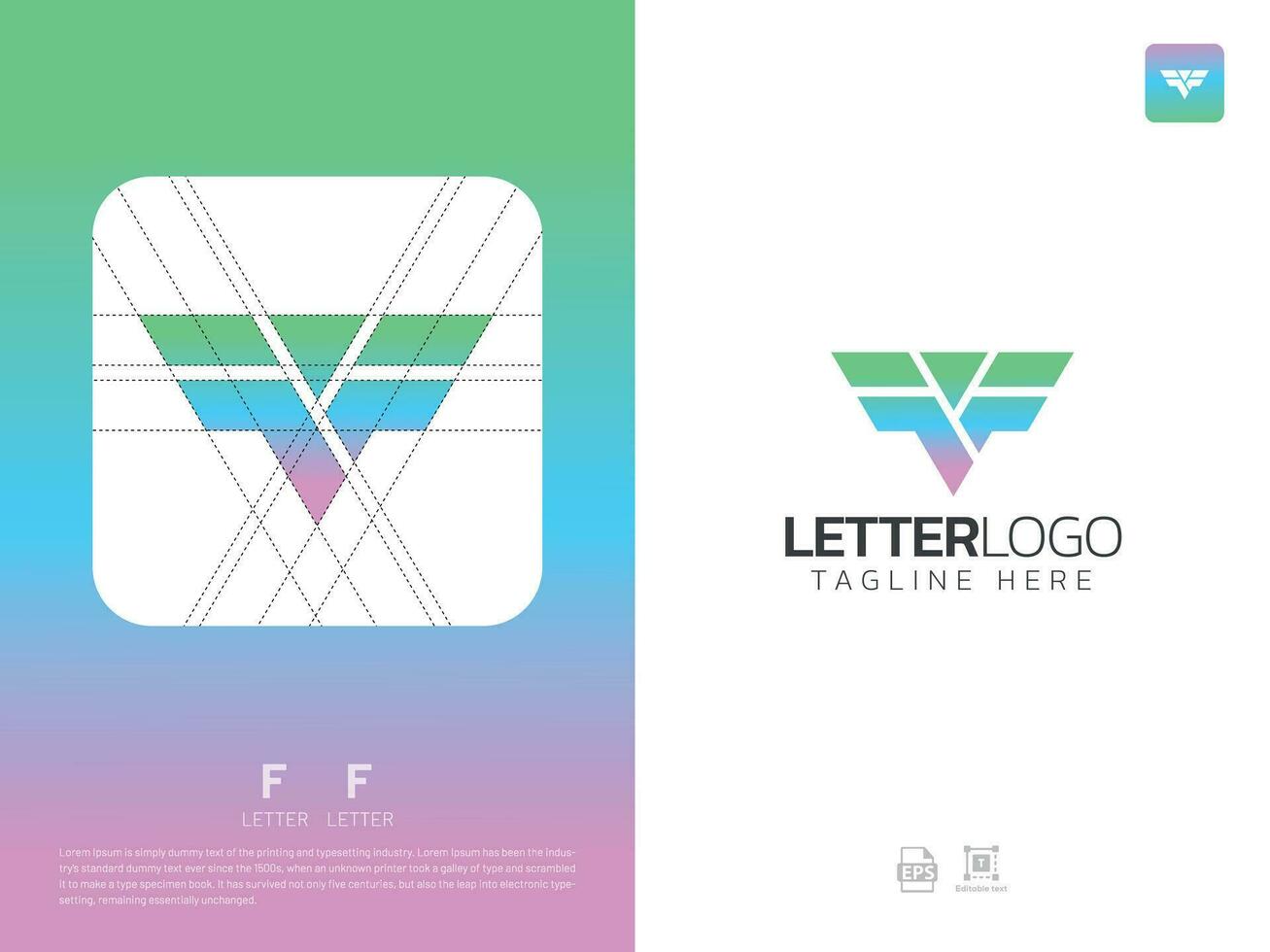 Brief ff Monogramm Initiale Logo, geometrisch, modern, Gradient, Gitter Logo vektor