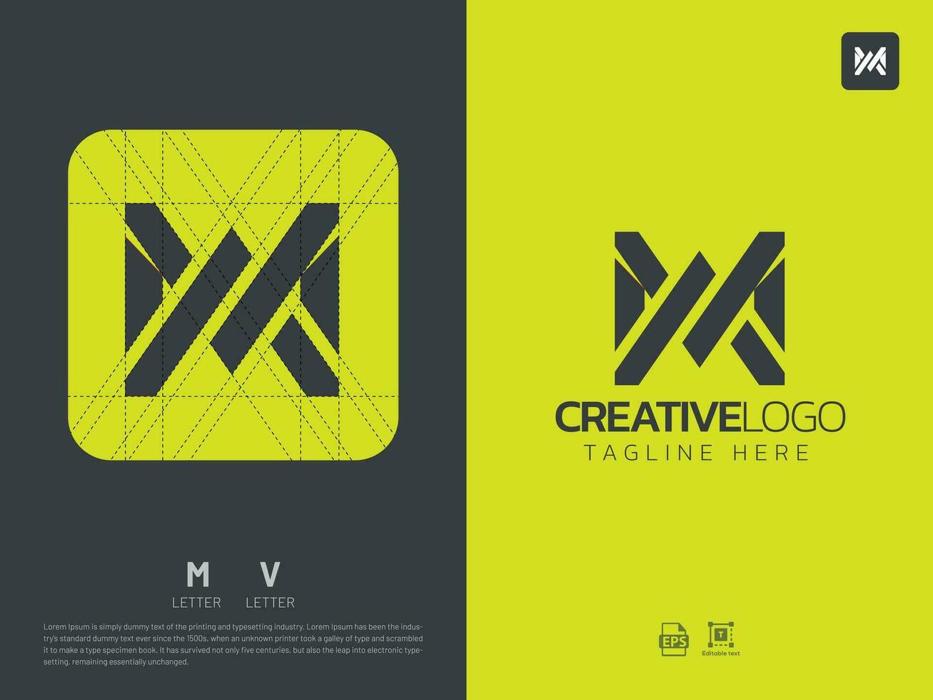 brev mv monogram första logotyp, geometrisk, modern, lutning, rutnät logotyp vektor
