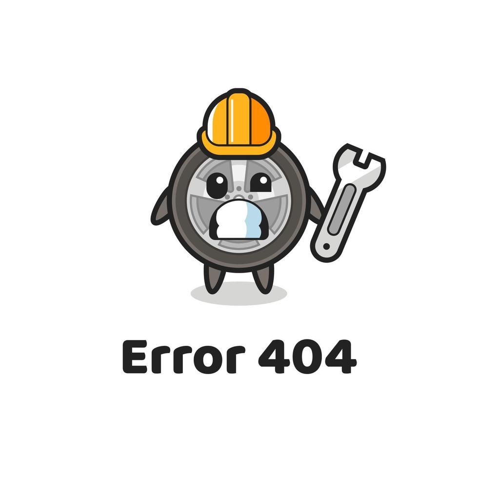 fel 404 med den söta bilhjulsmaskoten vektor
