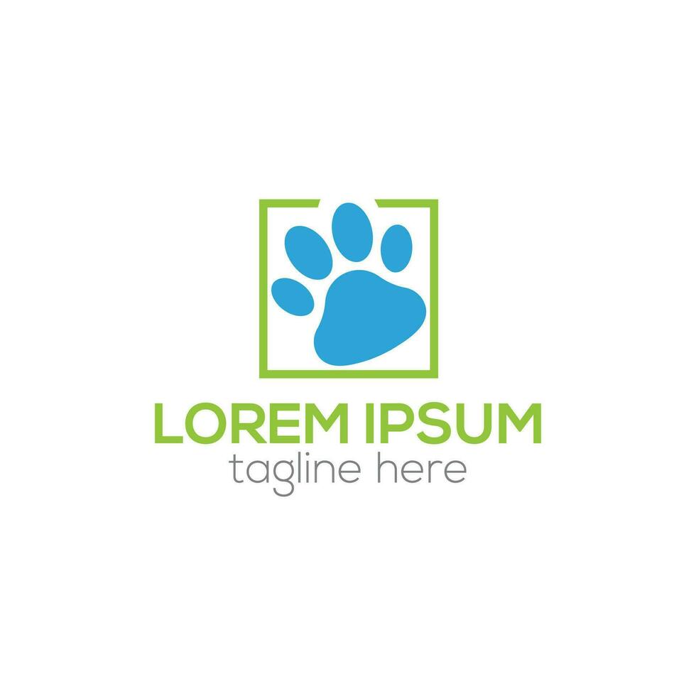 djur- fotavtryck logotyp. hund, katt Tass logotyp. djur- Spår, promenad logotyp design vektor mall