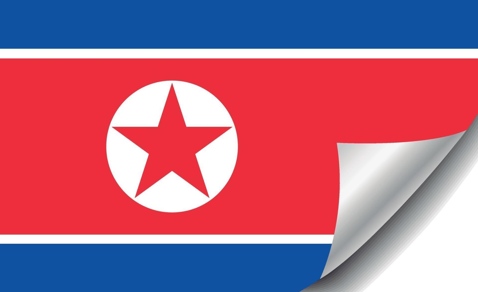 Nordkorea-Flagge mit gewellter Ecke vektor