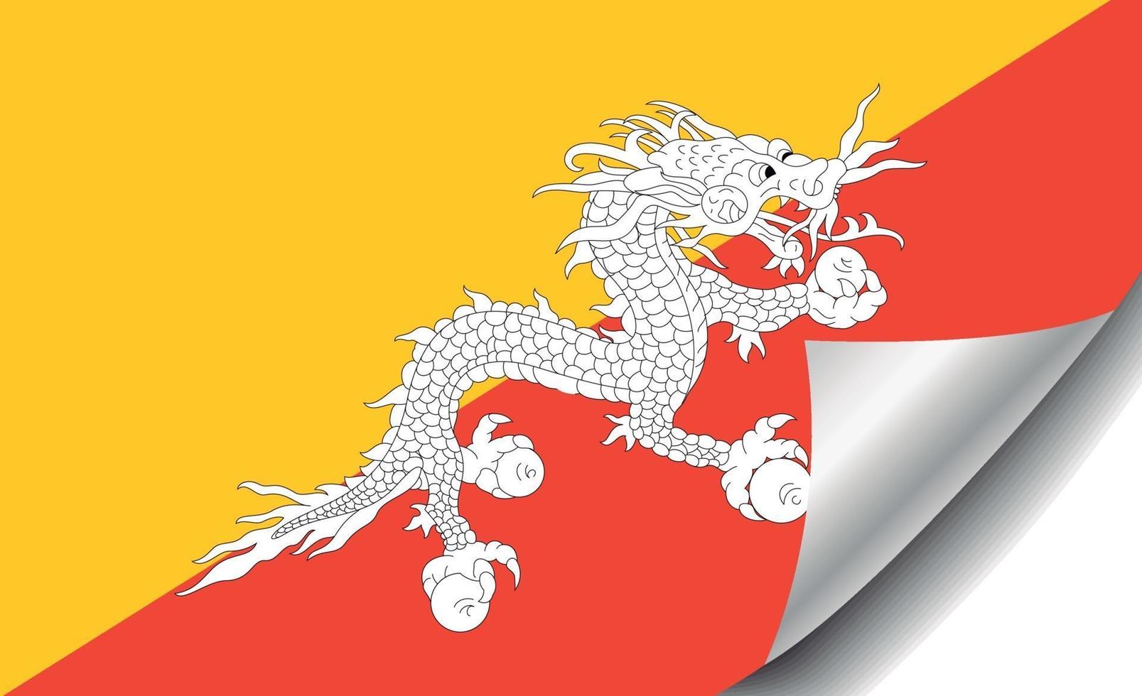 Bhutan-Flagge mit gekräuselter Ecke vektor