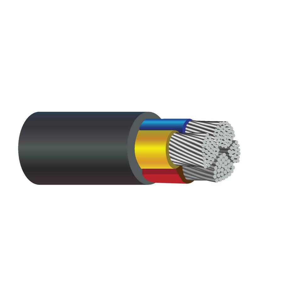 elektrisch Draht auf Weiß Hintergrund. Kupfer Draht ist das elektrisch Dirigent von städtisch Gesellschaft. Vektor realistisch Illustration.