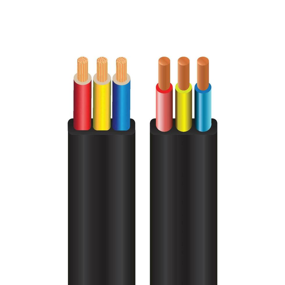 elektrisch Draht auf Weiß Hintergrund. Kupfer Draht ist das elektrisch Dirigent von städtisch Gesellschaft. Vektor realistisch Illustration.