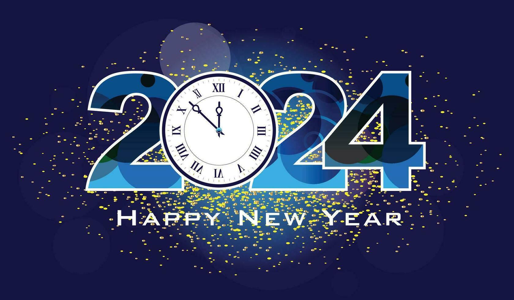 glücklich Neu Jahr 2024, Neu Jahr Gruß Karte, Neu Jahr leuchtenden Hintergrund, Banner Vorlage. realistisch Profi Vektor