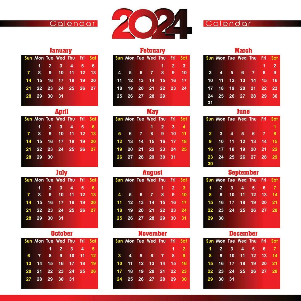 2024 Kalender Design Vorlage, modern kreativ Fachmann jährlich Kalender 2024 Vektor