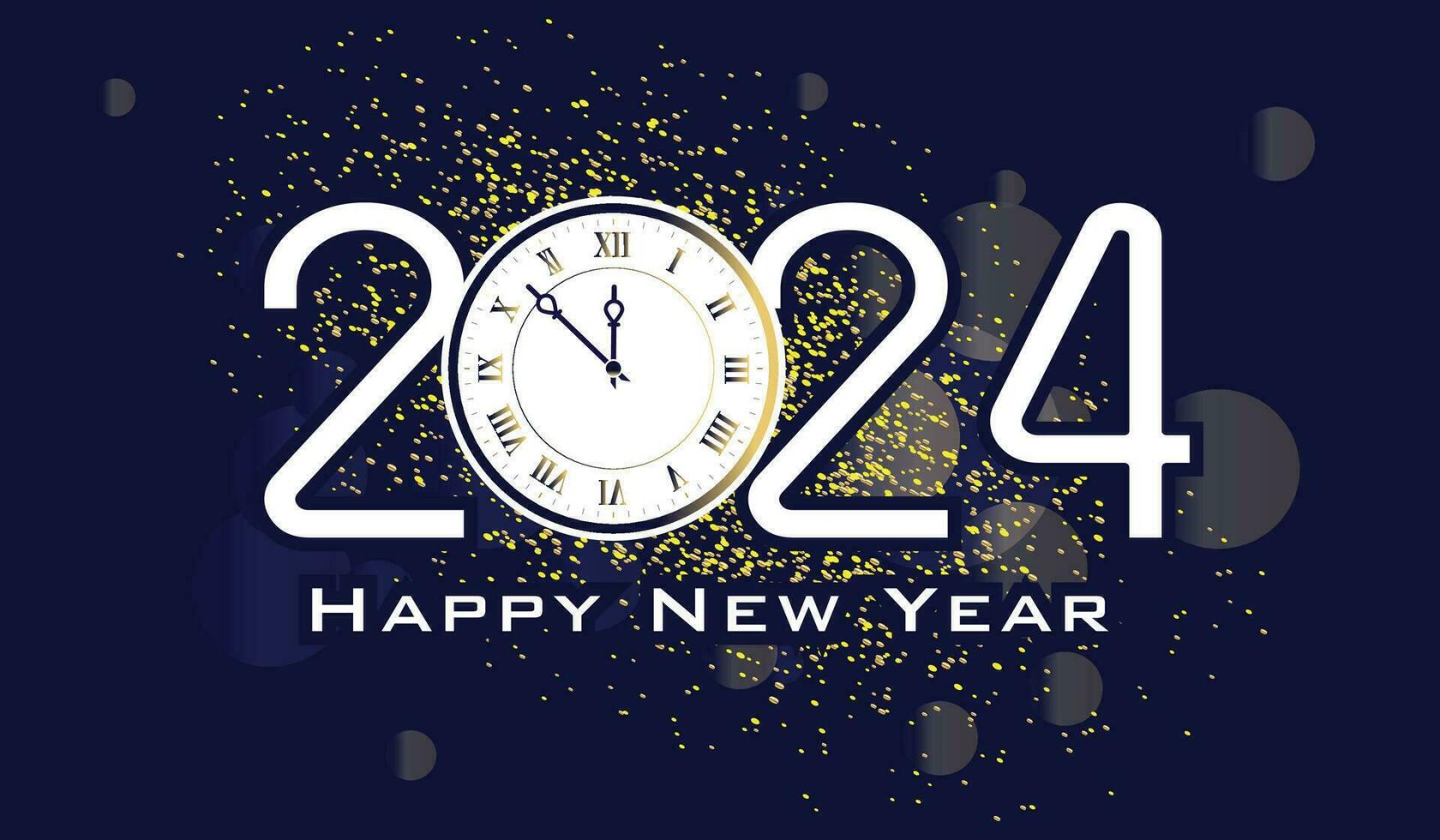 glücklich Neu Jahr 2024, Neu Jahr Gruß Karte, Neu Jahr leuchtenden Hintergrund, Banner Vorlage. realistisch Profi Vektor