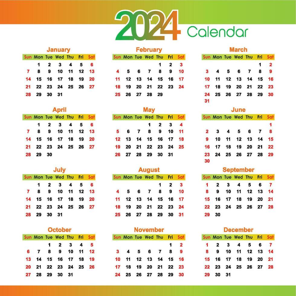 2024 kalender design mall, modern kreativ professionell årlig kalender 2024 vektor