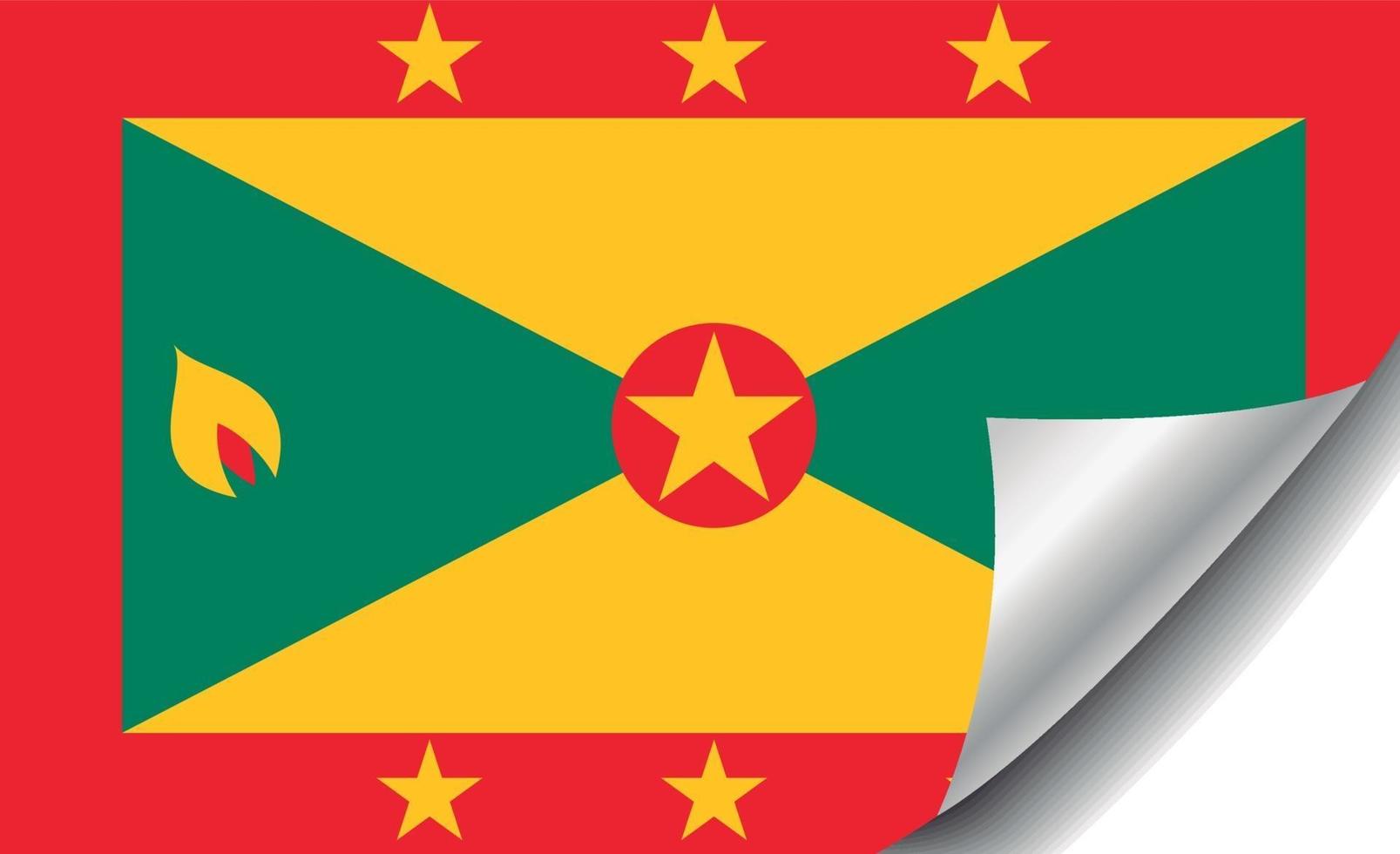 Grenada-Flagge mit gekräuselter Ecke vektor