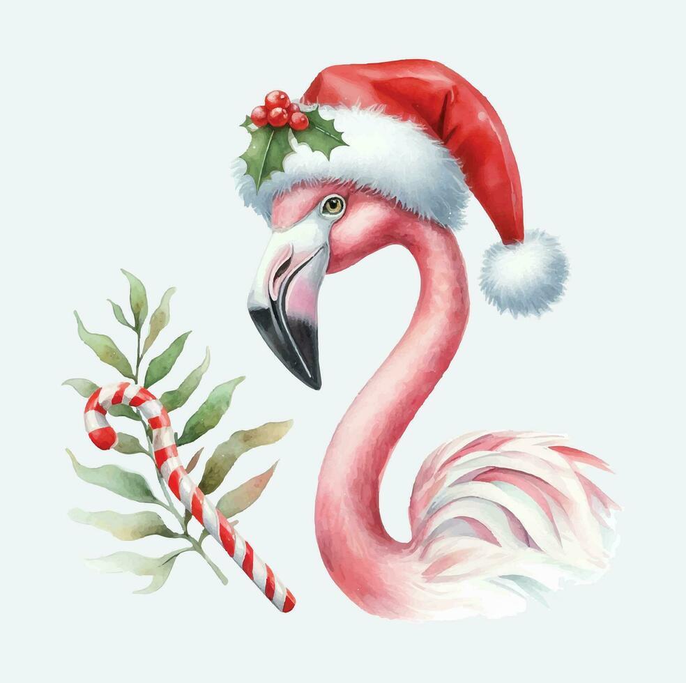 Aquarell Flamingo Weihnachten Vektor Datei