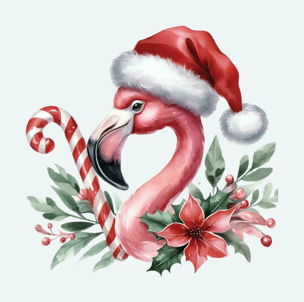 vattenfärg flamingo jul vektor fil
