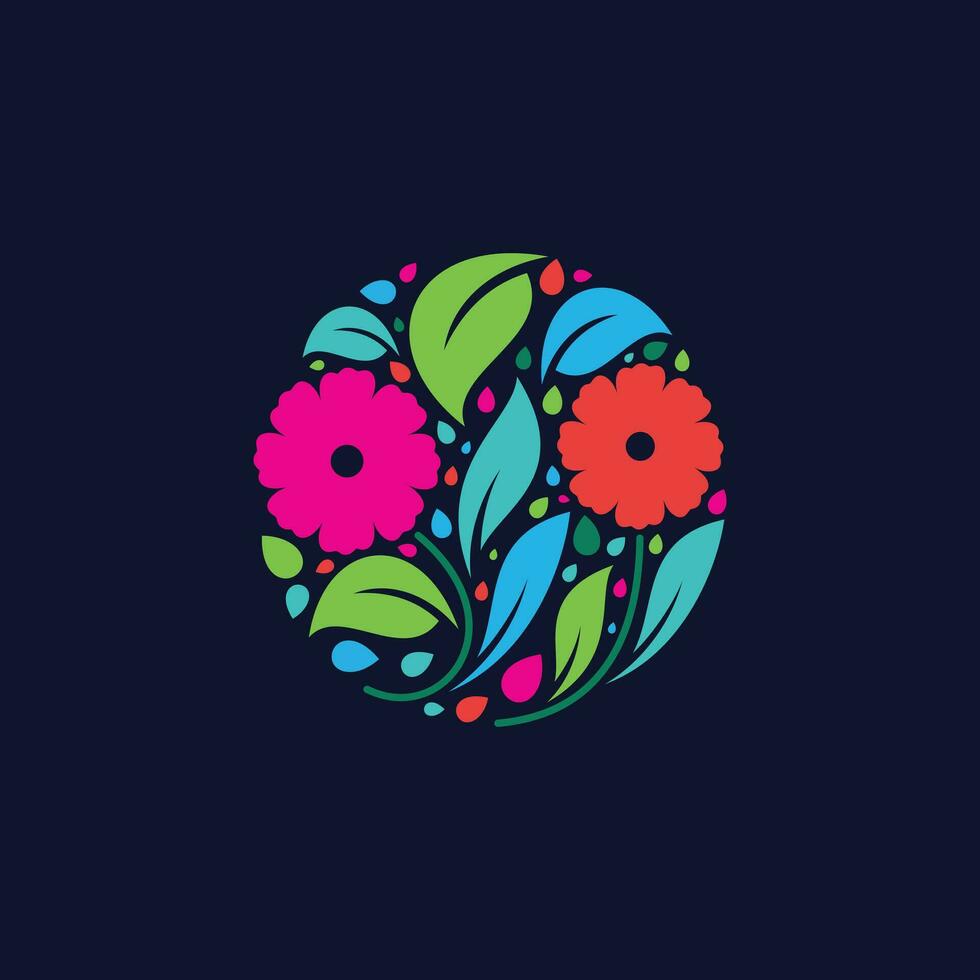 bunt Blumen- Emblem Logo Design Vorlage vektor