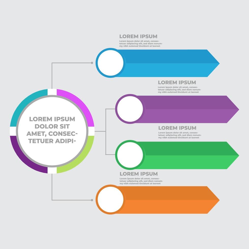 Infografik 6 Element mit Mittelkreis. grafisches Diagrammdiagramm vektor