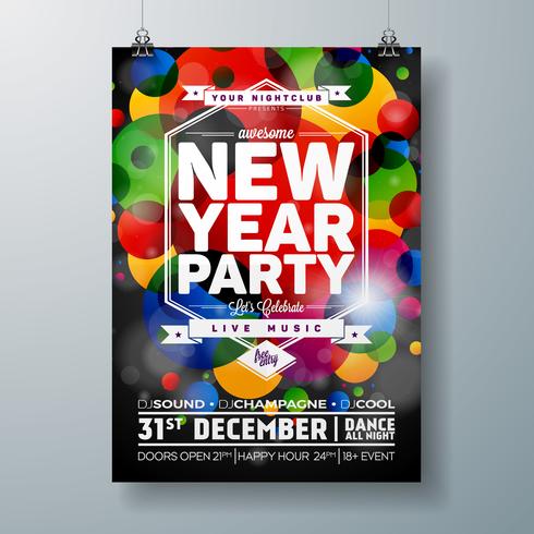 Party-Feier-Plakat-Schablonenillustration des neuen Jahres vektor