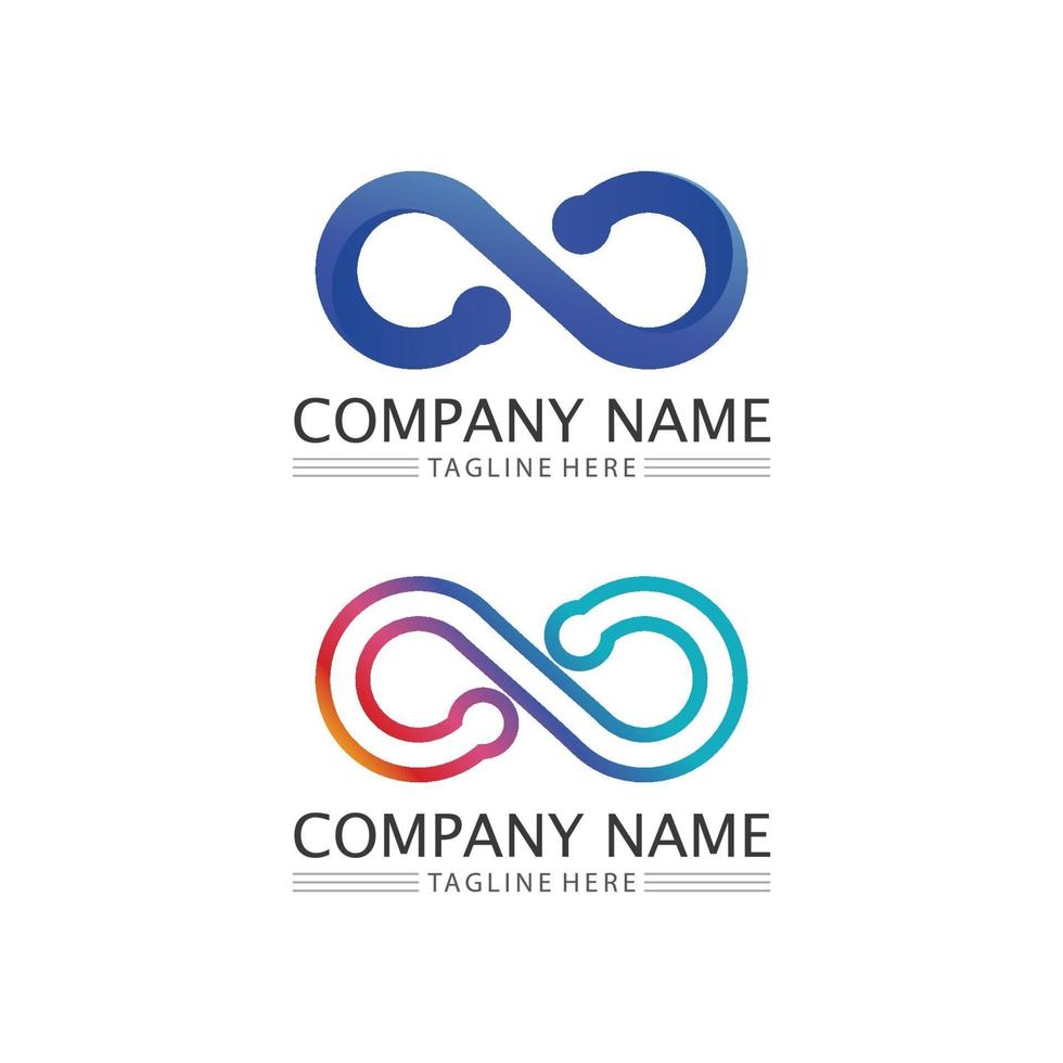 Infinity-Design-Logo und 8-Icon-Business- und Corporate-Infinity-Symbol vektor