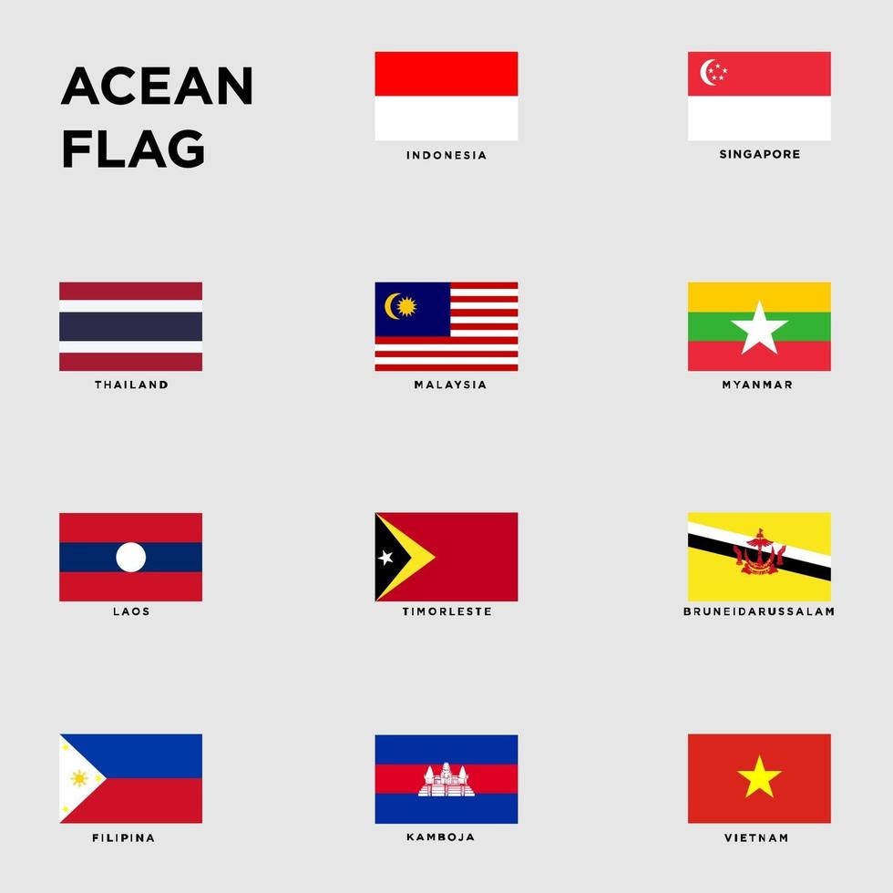 Flaggen der Länder in Südostasien für Ihr Design eingestellt vektor