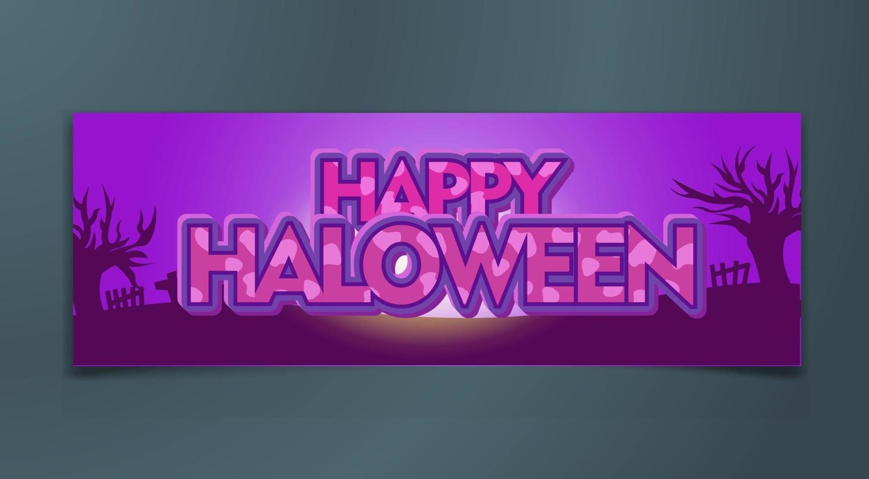 halloween fest firande hälsning banner med lila tema vektor