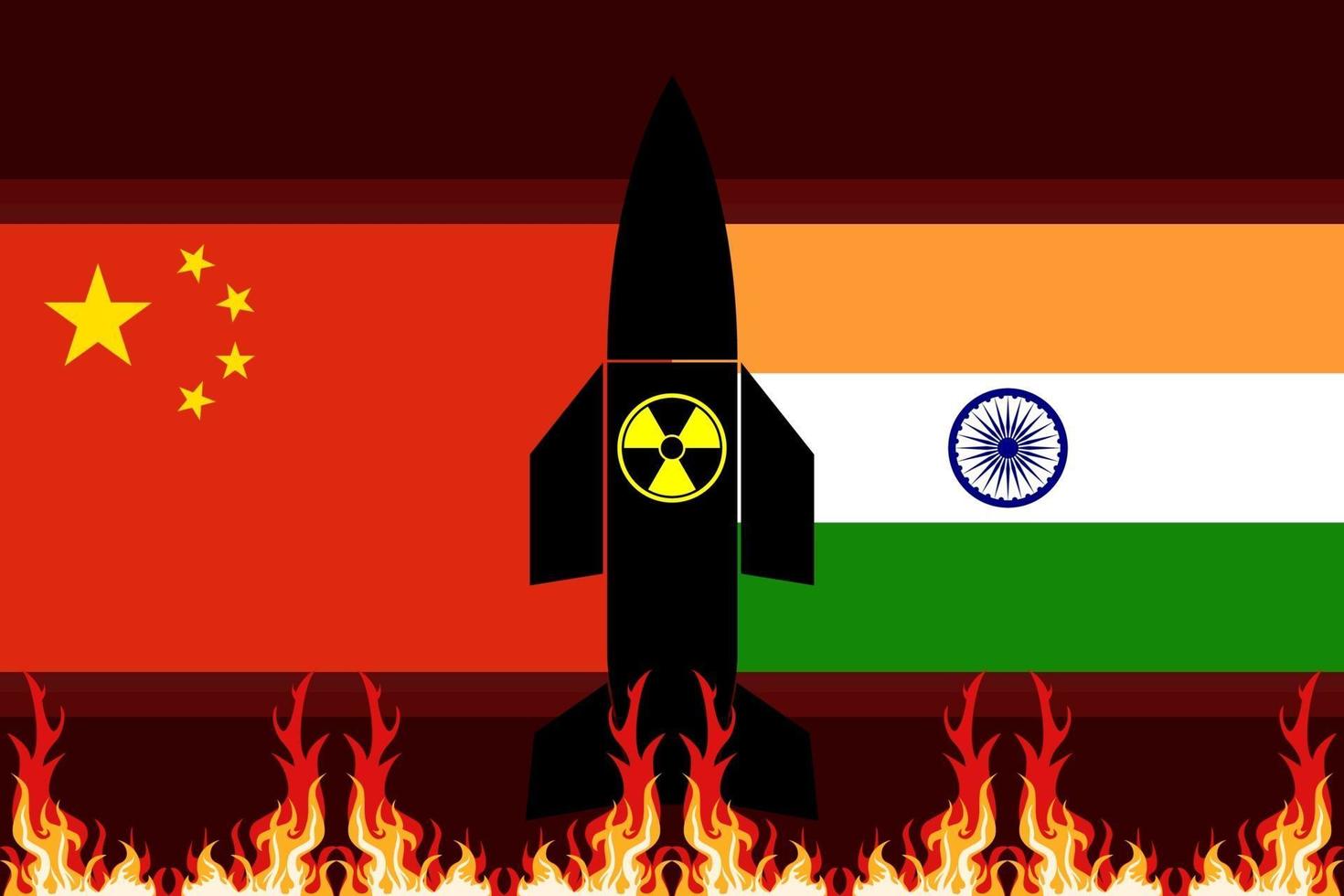 Ein Wettlauf um die Entwicklung von Atomwaffen zwischen Indien und China. vektor