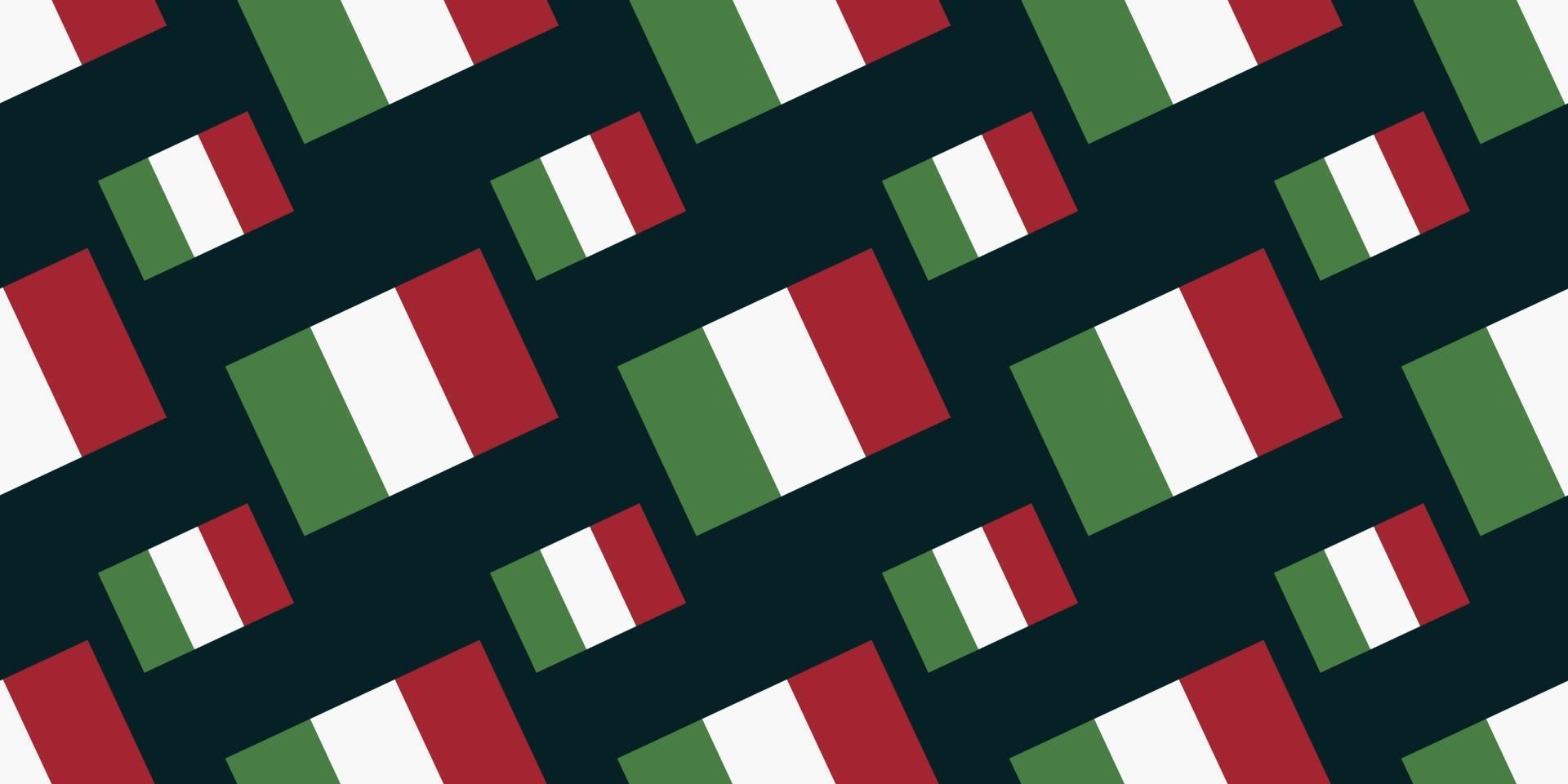 nahtlose Muster der Italien-Flagge auf dunkelblauem Hintergrund isoliert. vektor