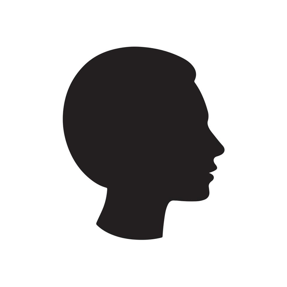 svart silhuett av kvinnor huvud med tjock översikt sida se isolerat vektor
