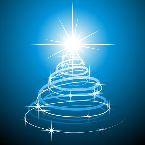 Weihnachtsabbildung mit abstraktem Baum auf blauem Hintergrund. vektor