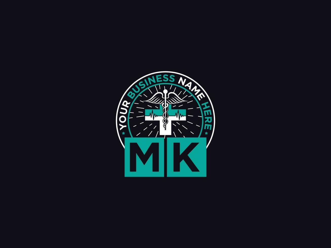 medicinsk mk logotyp ikon, kreativ mk doktorer logotyp brev vektor
