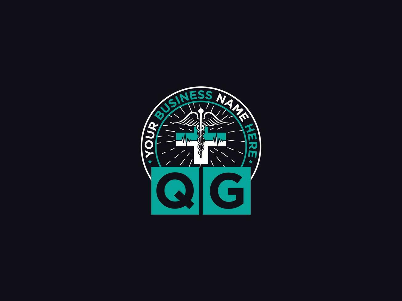 modern qg medicinsk logotyp, minimalistisk qg logotyp ikon vektor konst för doktorer