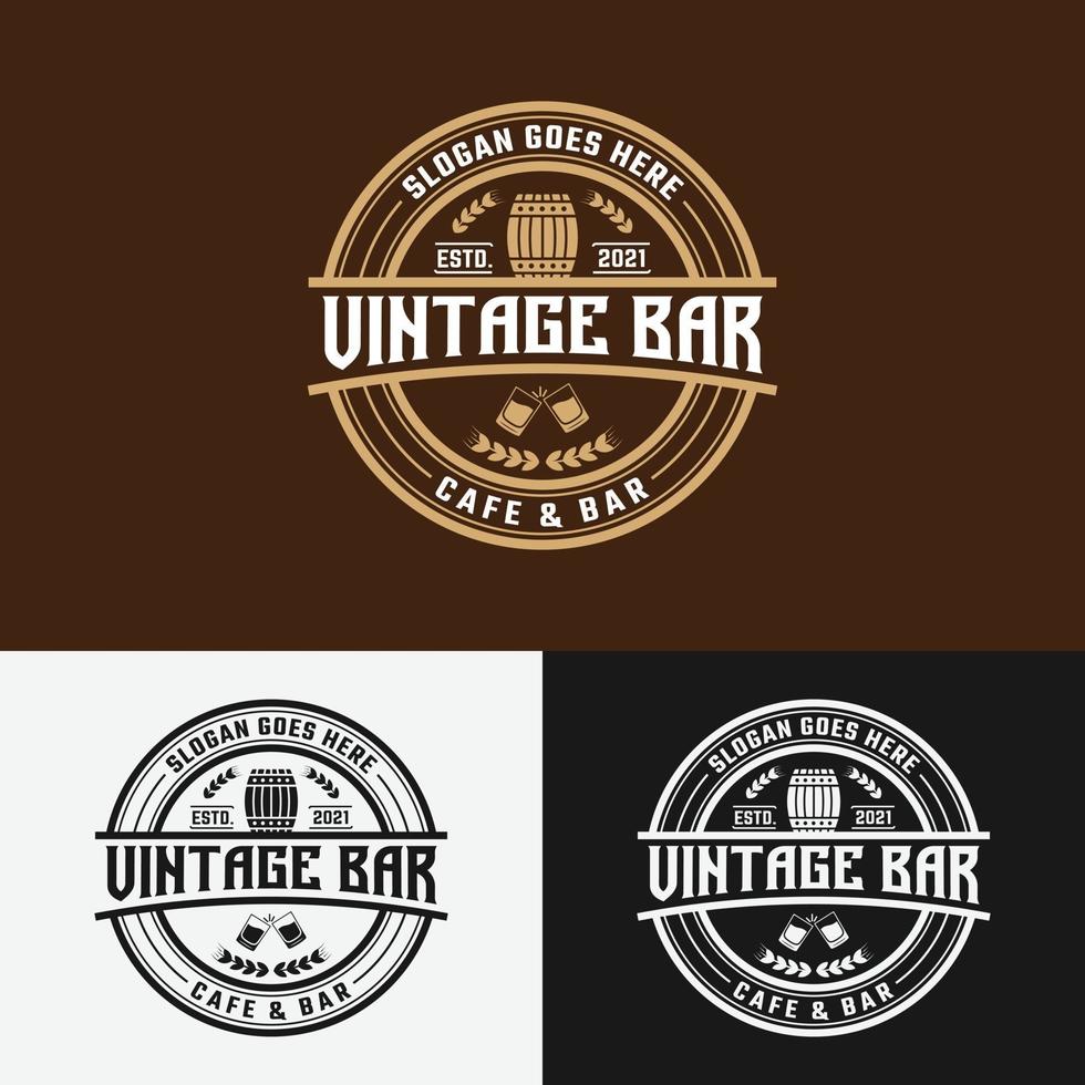 Vintage Bar Café Stempel Label Emblem Abzeichen Logo Design-Vorlage vektor