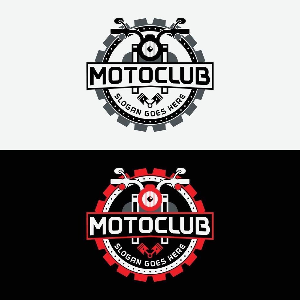 Motorrad-Chopper mit Zahnrad-Logo-Design-Vorlage vektor