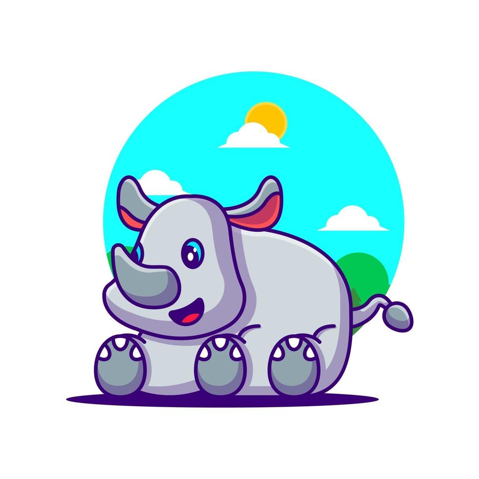 söt noshörning tecknad illustration vektor