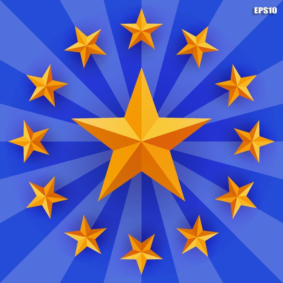 goldener Stern auf blauem Radiushintergrund. Vektor. vektor