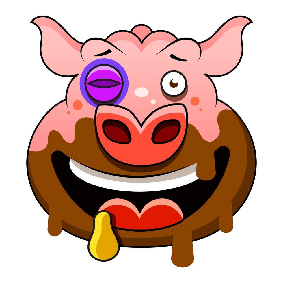 Cartoon-Schwein kommt aus einem Loch. Vektor-ClipArt-Illustration vektor