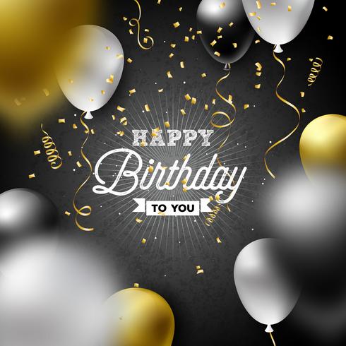 Grattis på födelsedagen vektor design med ballonger
