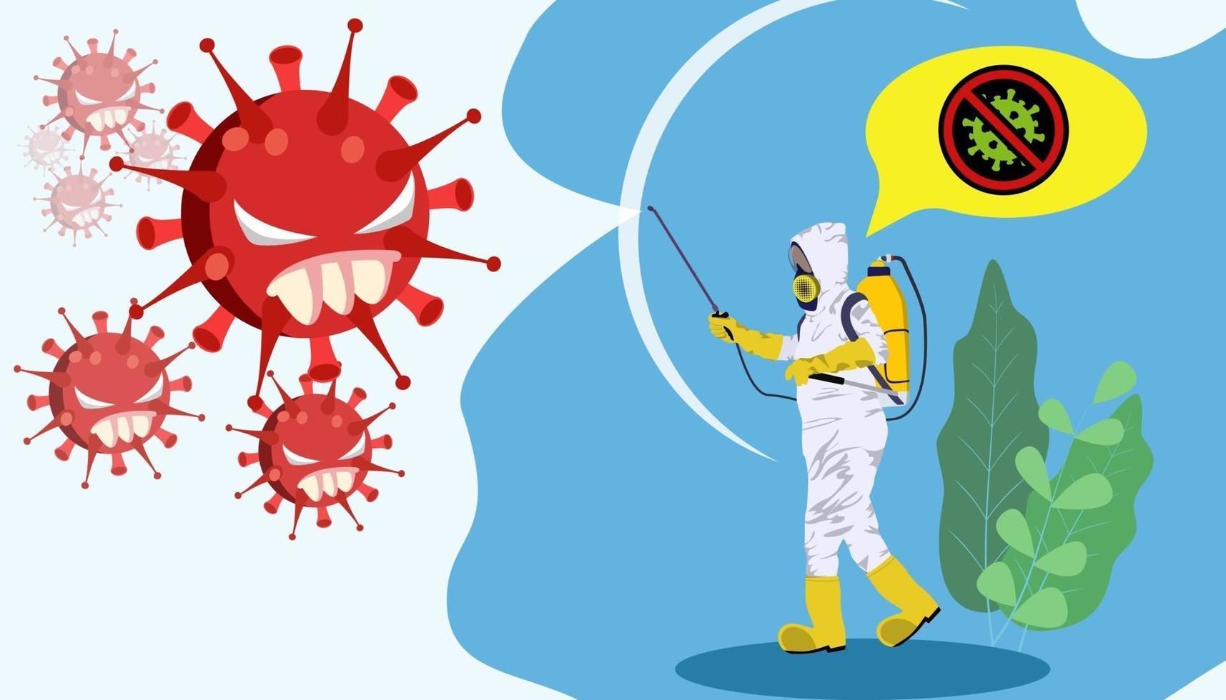 illustration av människor bekämpa virus koncept. bra för medicinsk design. vektor