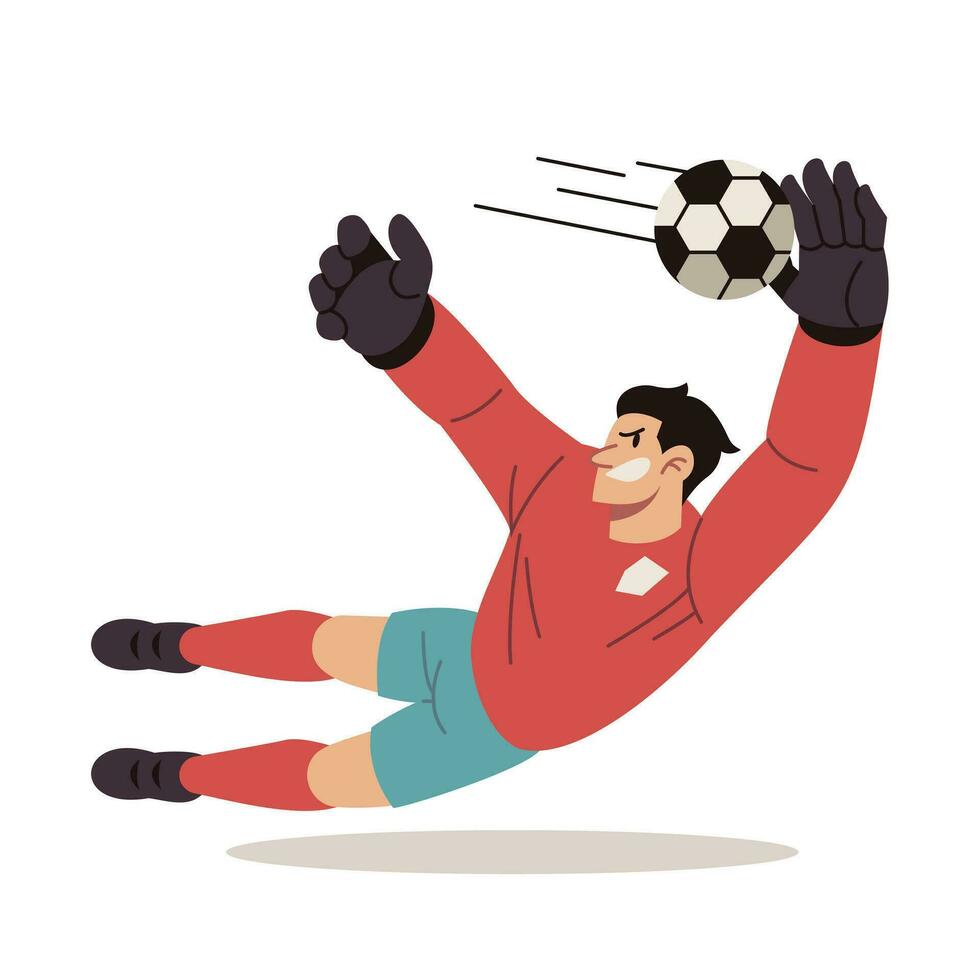 fotboll målvakt dyk till fånga de boll vektor tecknad serie illustration