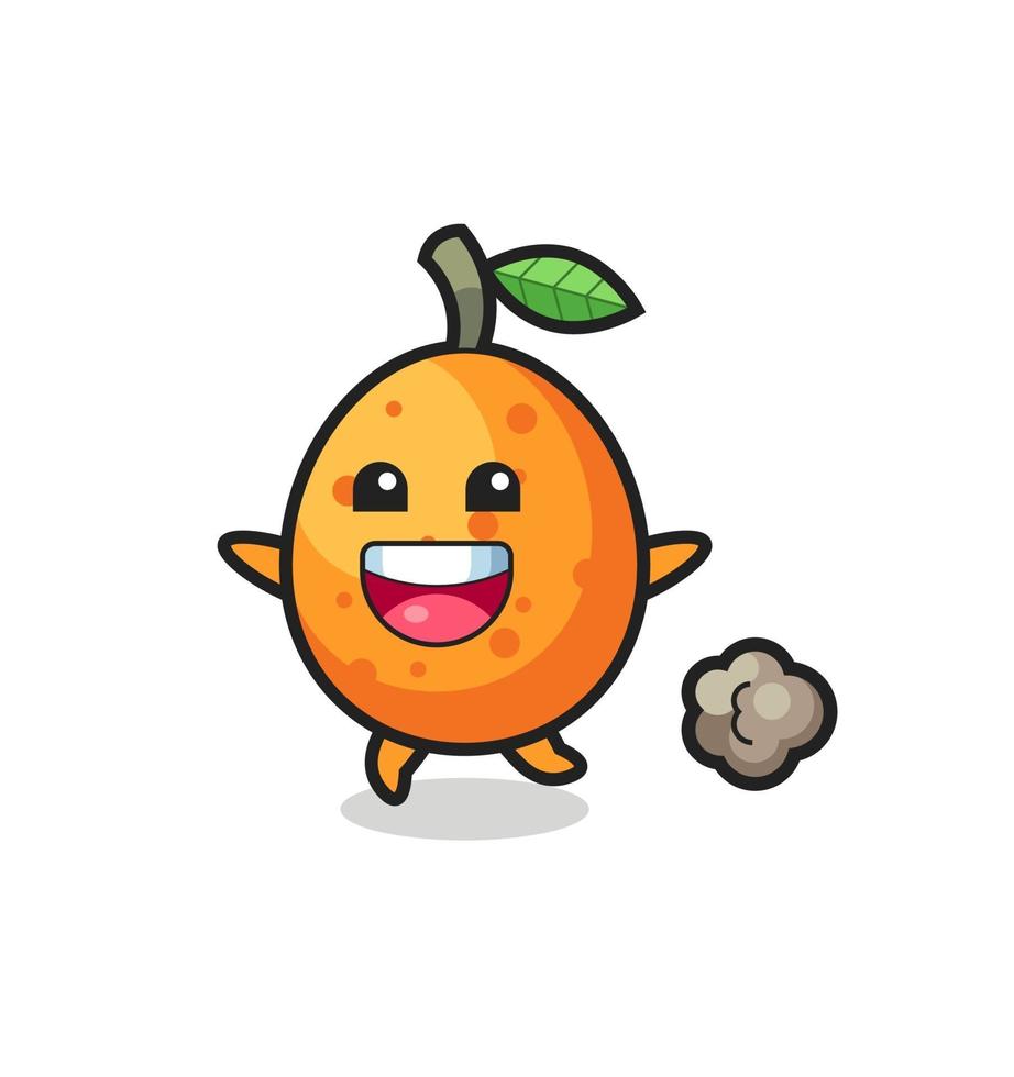 den glada kumquat -tecknen med löpning vektor