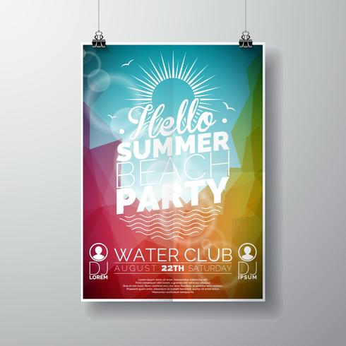 Vector Party Flyer affischmall på Summer Beach tema