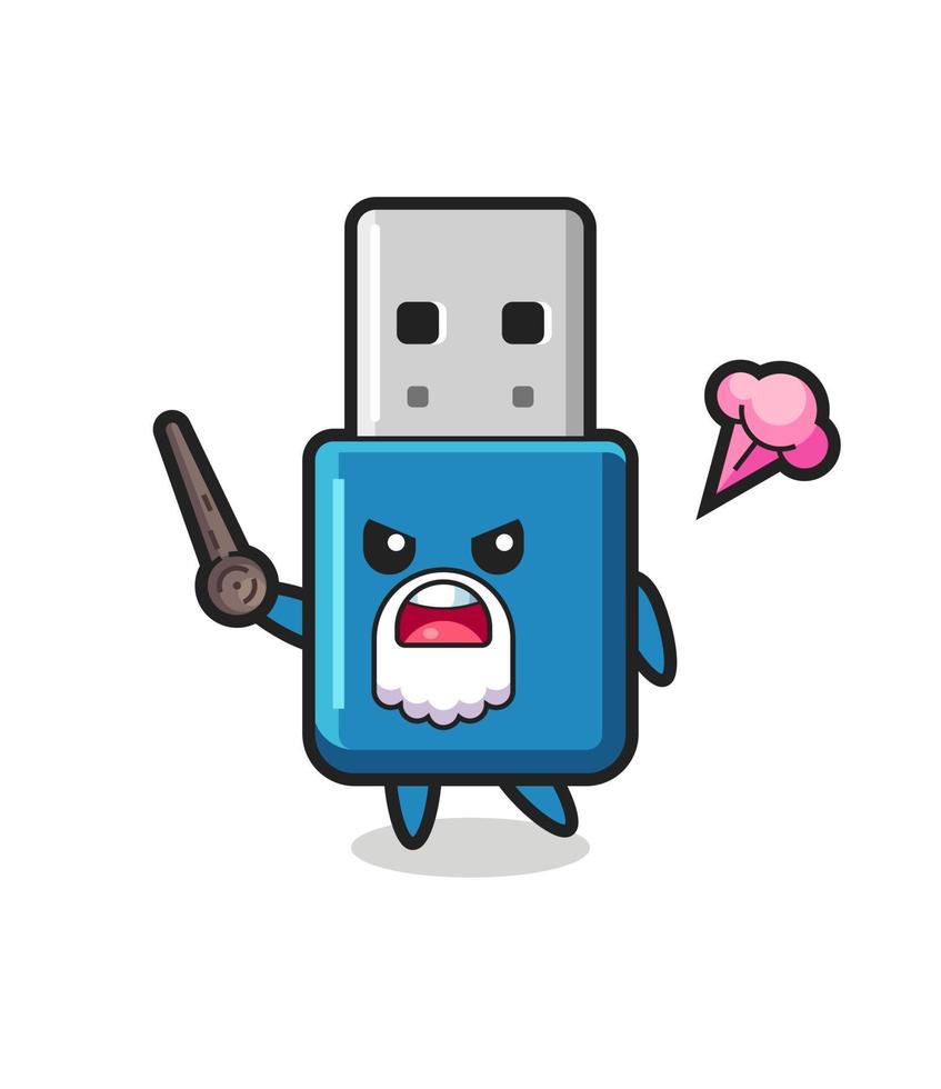 söt flash -enhet usb farfar blir arg vektor