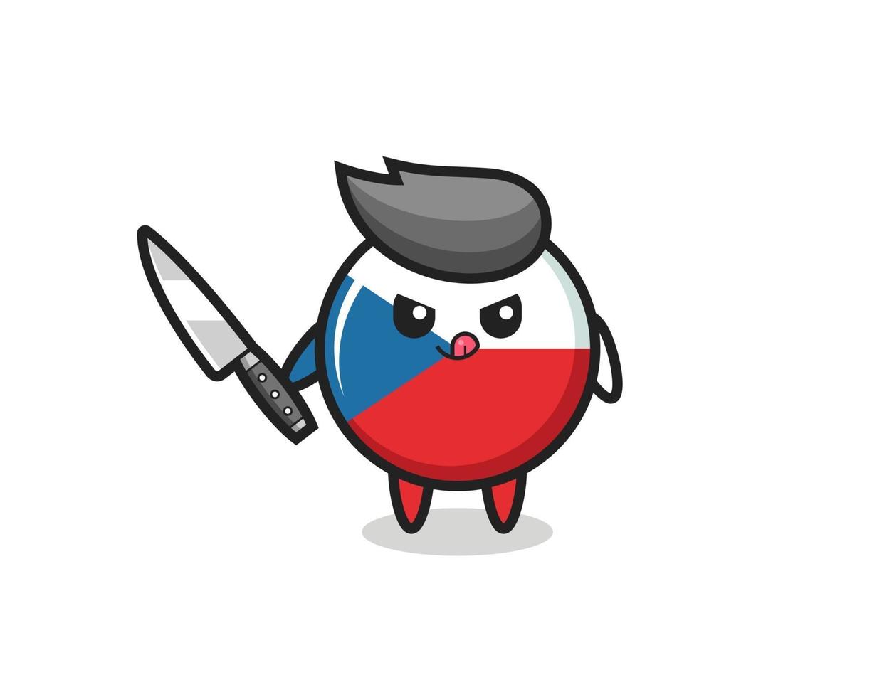 söt tjeckien flagg emblem maskot som en psykopat som håller en kniv vektor