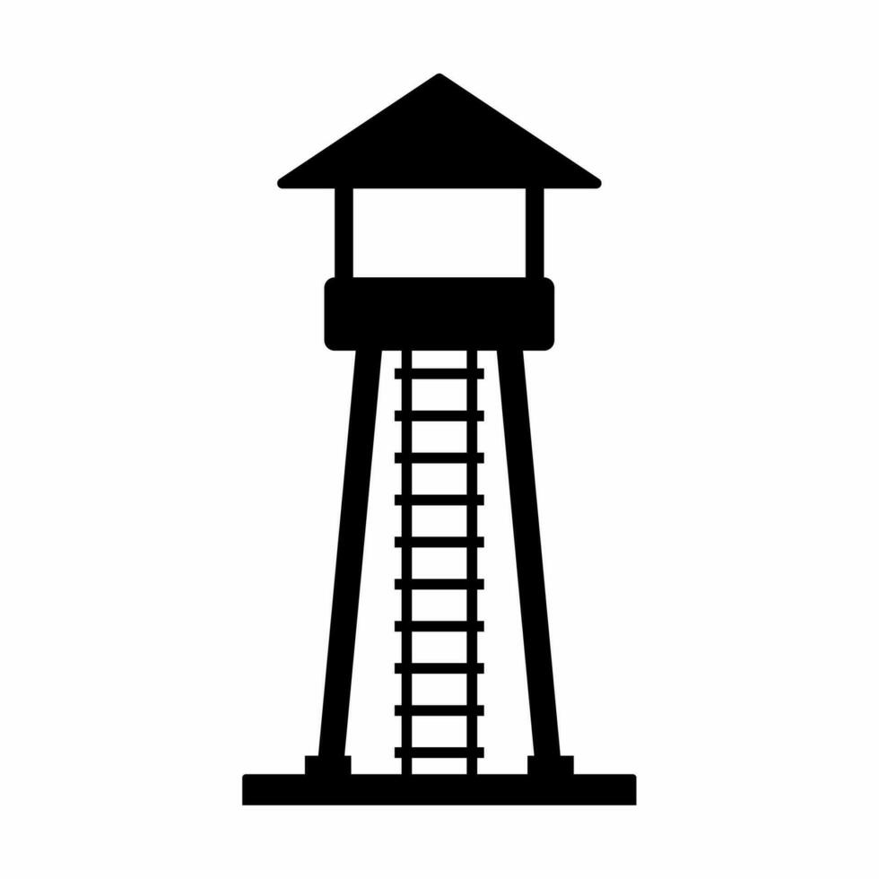 Wachturm Silhouette Vektor. bewachen Turm Silhouette können Sein benutzt wie Symbol, Symbol oder unterzeichnen. bewachen Post Symbol Vektor zum Design von Militär, Sicherheit oder Verteidigung