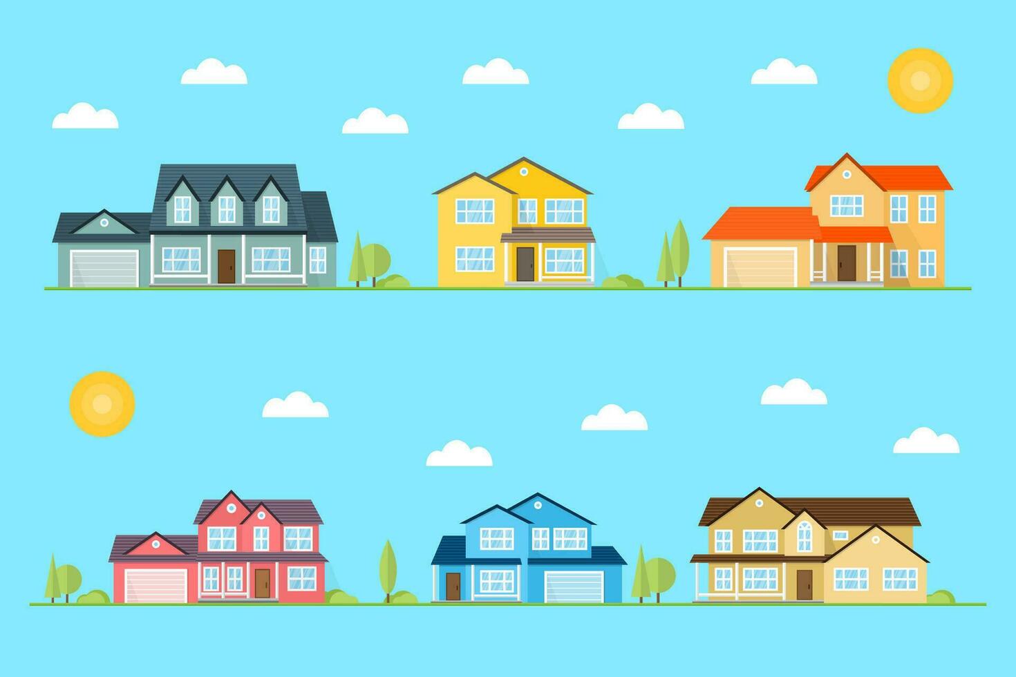grannskap med hem illustrerade på de blå bakgrund. vektor