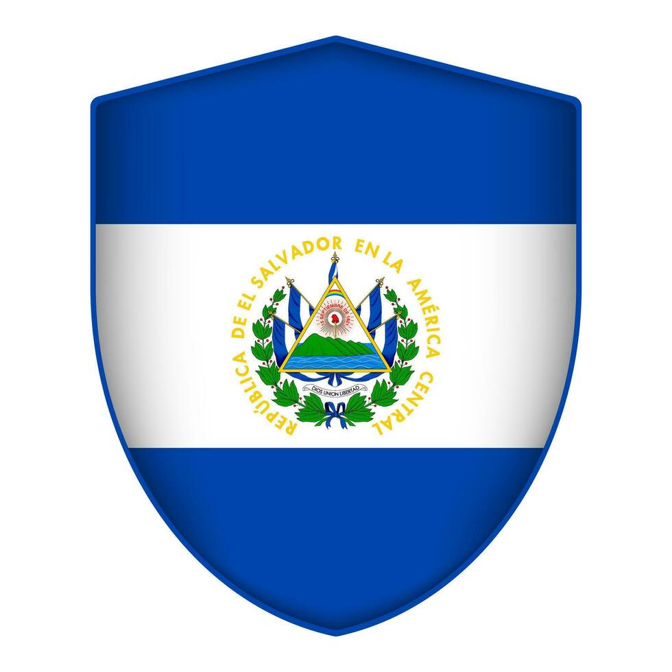 el salvador flagga i skydda form. vektor illustration.