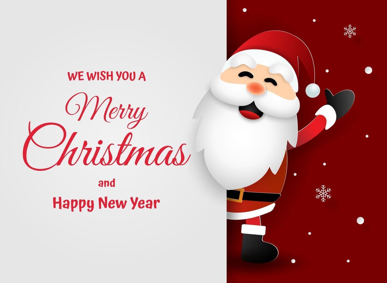 Weihnachtskarte mit Weihnachtsmann, frohe Weihnachten und guten Rutsch ins neue Jahr vektor