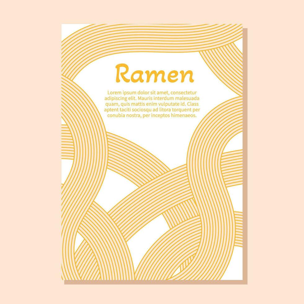 Nudel Ramen Gelb Textur Poster Vorlage. Pasta wellig Hintergrund. Italienisch Spaghetti, Makkaroni Illustration vektor