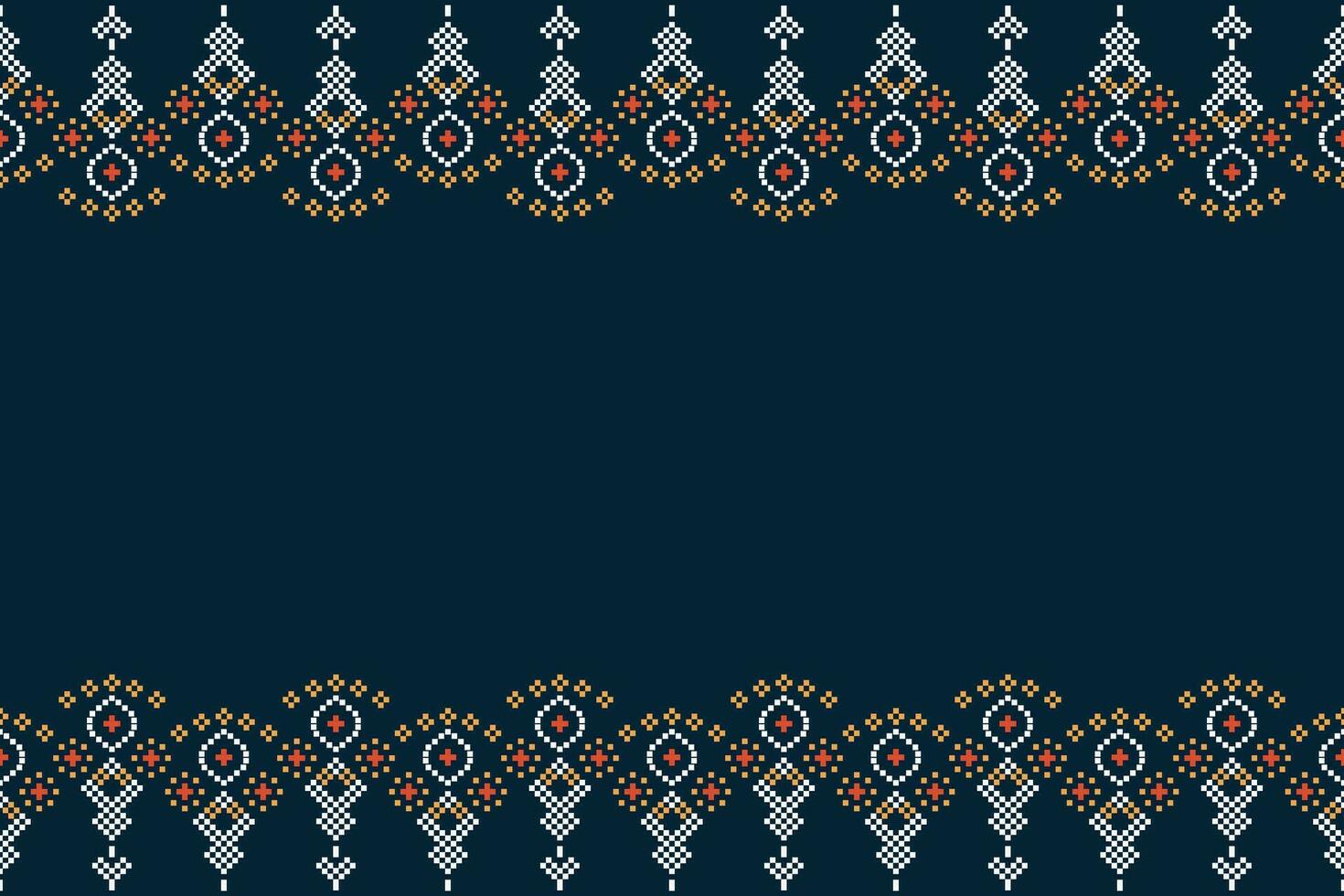 ethnisch geometrisch Stoff Muster Kreuz Stich.ikat Stickerei ethnisch orientalisch Pixel Muster Blau Hintergrund. abstrakt, vektor, illustration. Textur, Kleidung, Rahmen, Dekoration, Motive, Seide Hintergrund. vektor