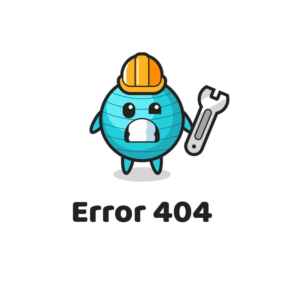 Fehler 404 mit dem niedlichen Gymnastikball-Maskottchen vektor