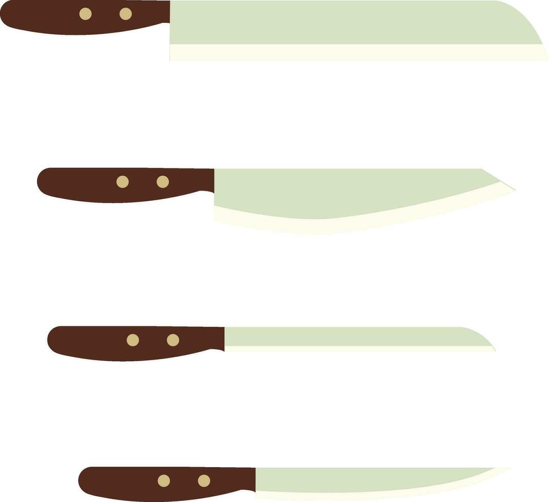 uppsättning av kök knivar ClipArt vektor illustration. kniv med platt design plast hantera.